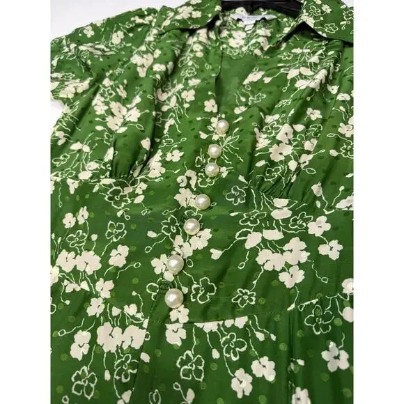 L.K. Bennett Sophie Wildflower midi Dress green floral Size 6 - Picture 7 of 7